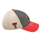 Red, grey, and white two tone vintage style hat from Black Clover featuring Texas Tech Red Raiders logo