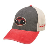 Red, grey, and white two tone vintage style hat from Black Clover featuring Texas Tech Red Raiders logo