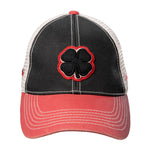 Front view of Two Tone Vintage Red and Black Hat from Black Clover