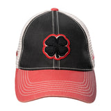 Front view of Two Tone Vintage Red and Black Hat from Black Clover