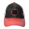 Front view of Two Tone Vintage Red and Black Hat from Black Clover