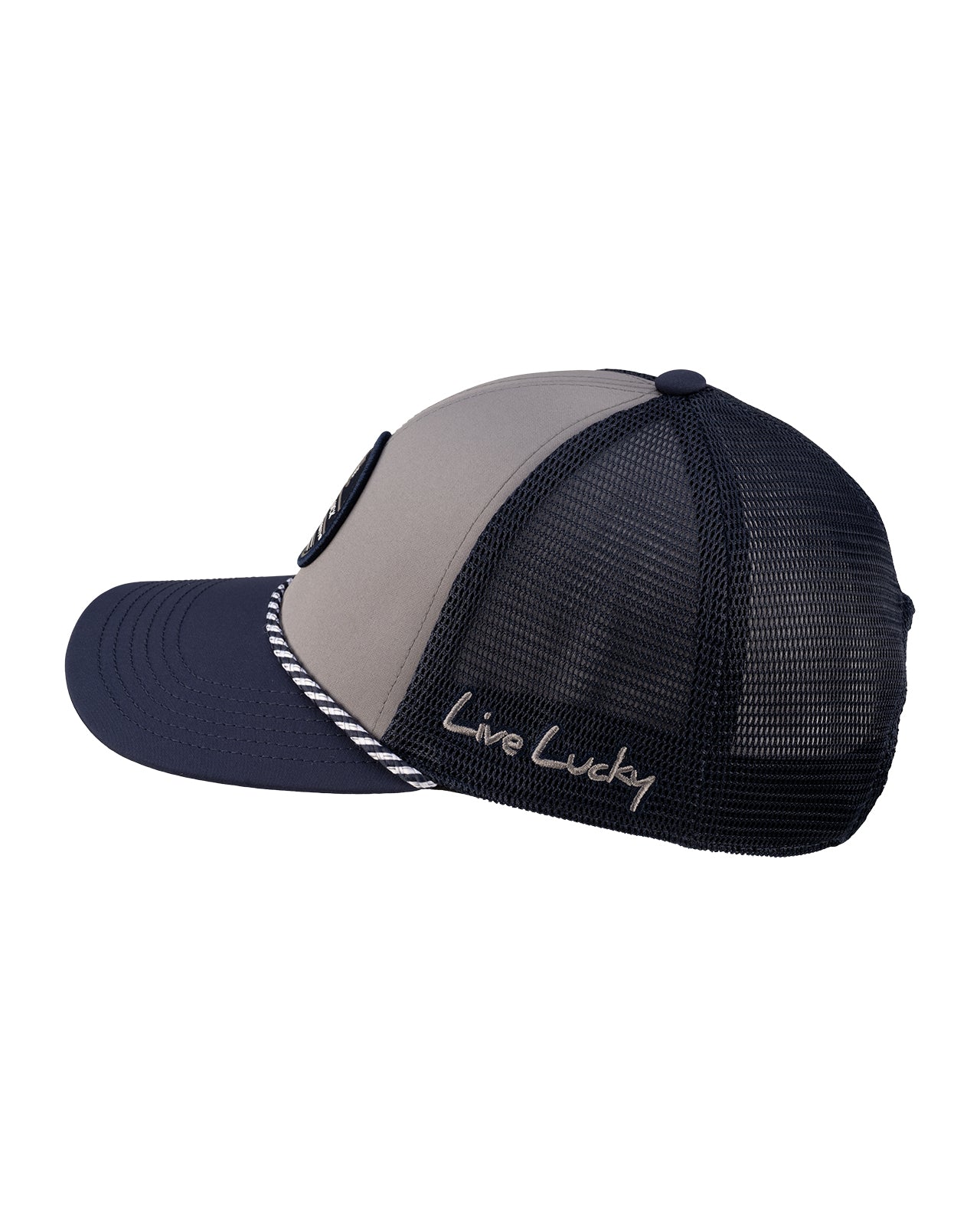 Grey and blue two tone rope hat from Black Clover featuring USU Aggies logo