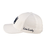 White perforated hat from Black Clover featuring USU Aggies logo