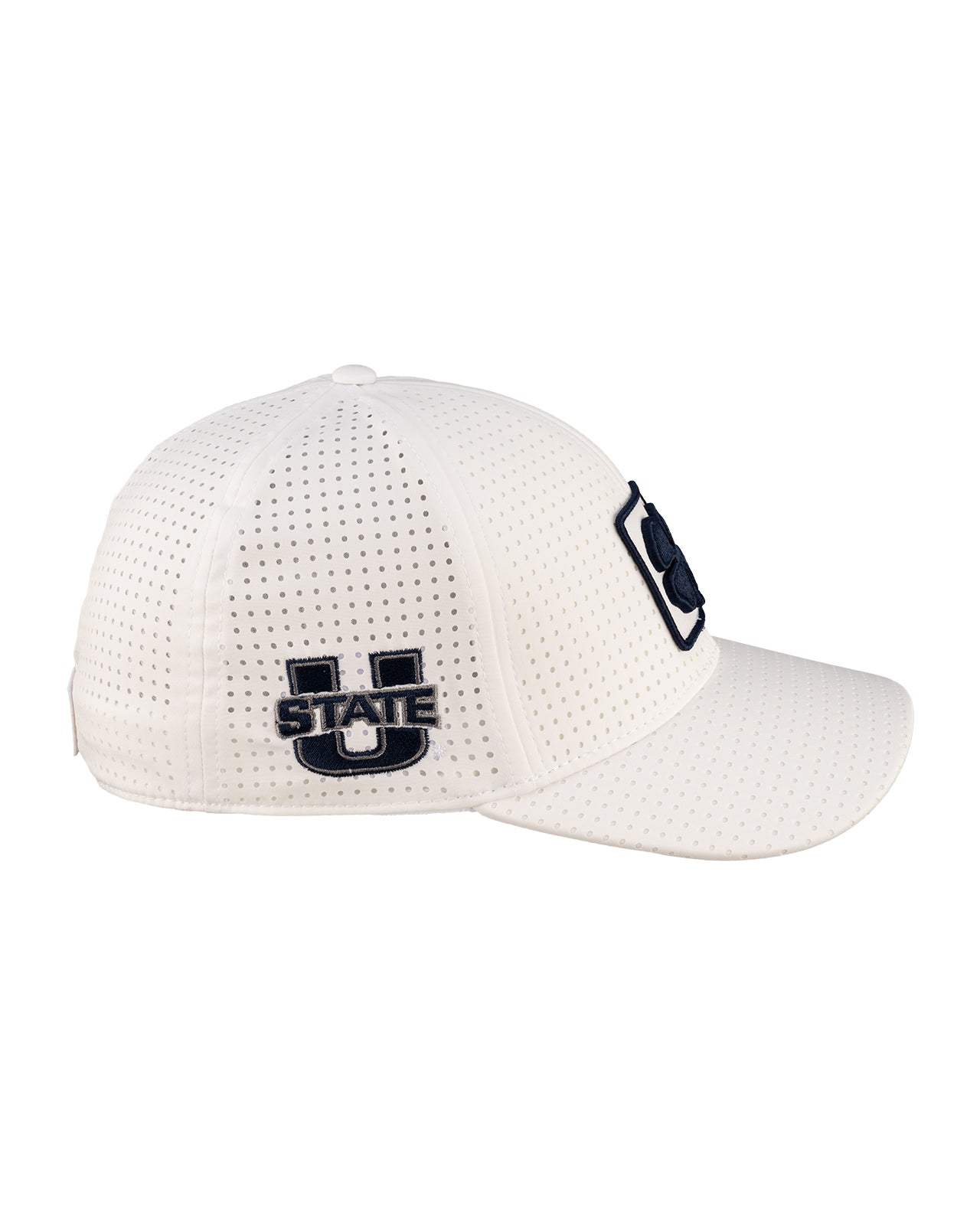 White perforated hat from Black Clover featuring USU Aggies logo