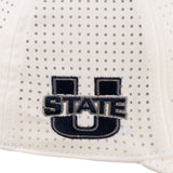 White perforated hat from Black Clover featuring USU Aggies logo