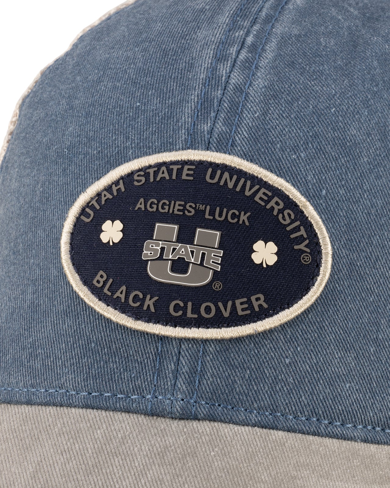 Grey and blue two tone vintage style hat from Black Clover featuring USU Aggies logo