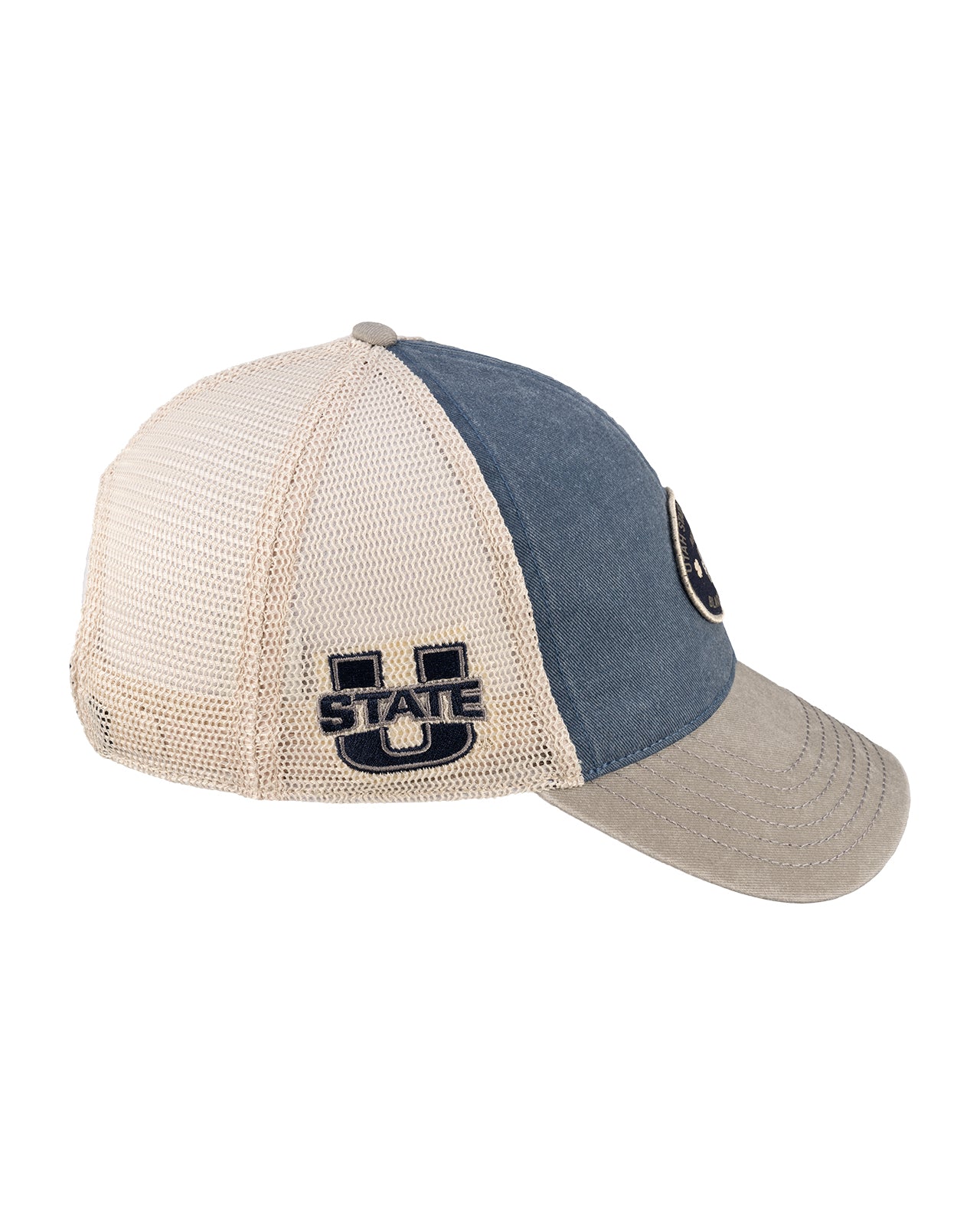 Grey and blue two tone vintage style hat from Black Clover featuring USU Aggies logo