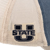 Grey and blue two tone vintage style hat from Black Clover featuring USU Aggies logo