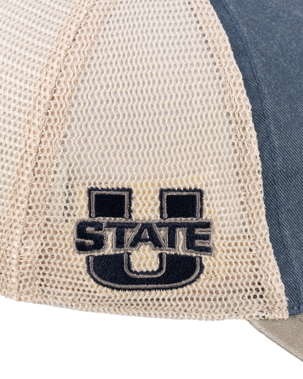 Grey and blue two tone vintage style hat from Black Clover featuring USU Aggies logo