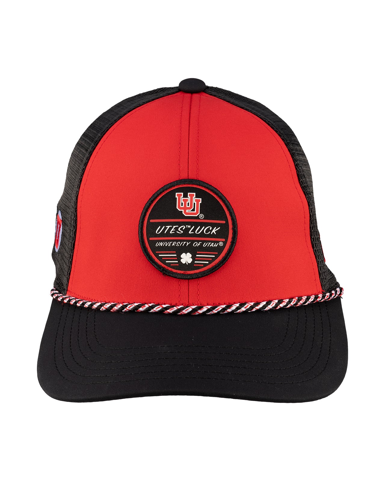 Red and Black two tone rope hat from Black Clover featuring Utah Utes Logo