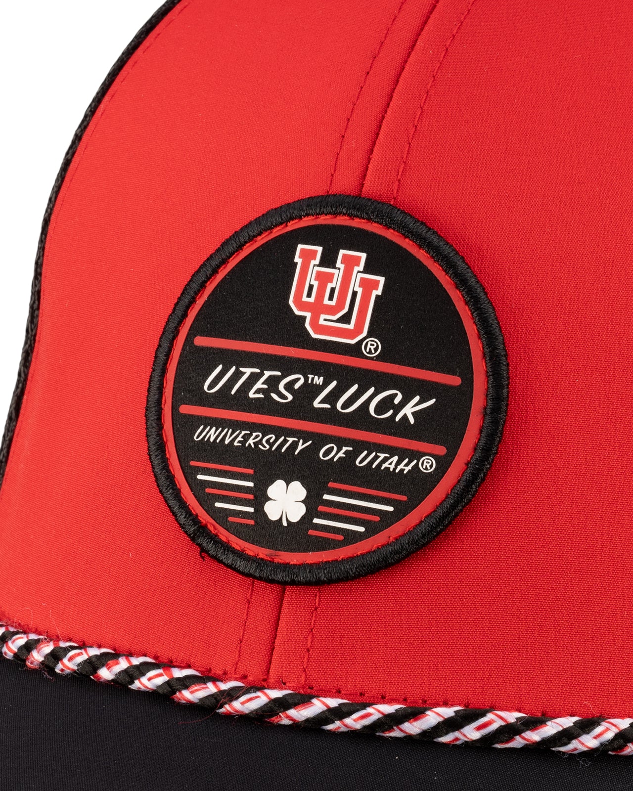 Red and Black two tone rope hat from Black Clover featuring Utah Utes Logo