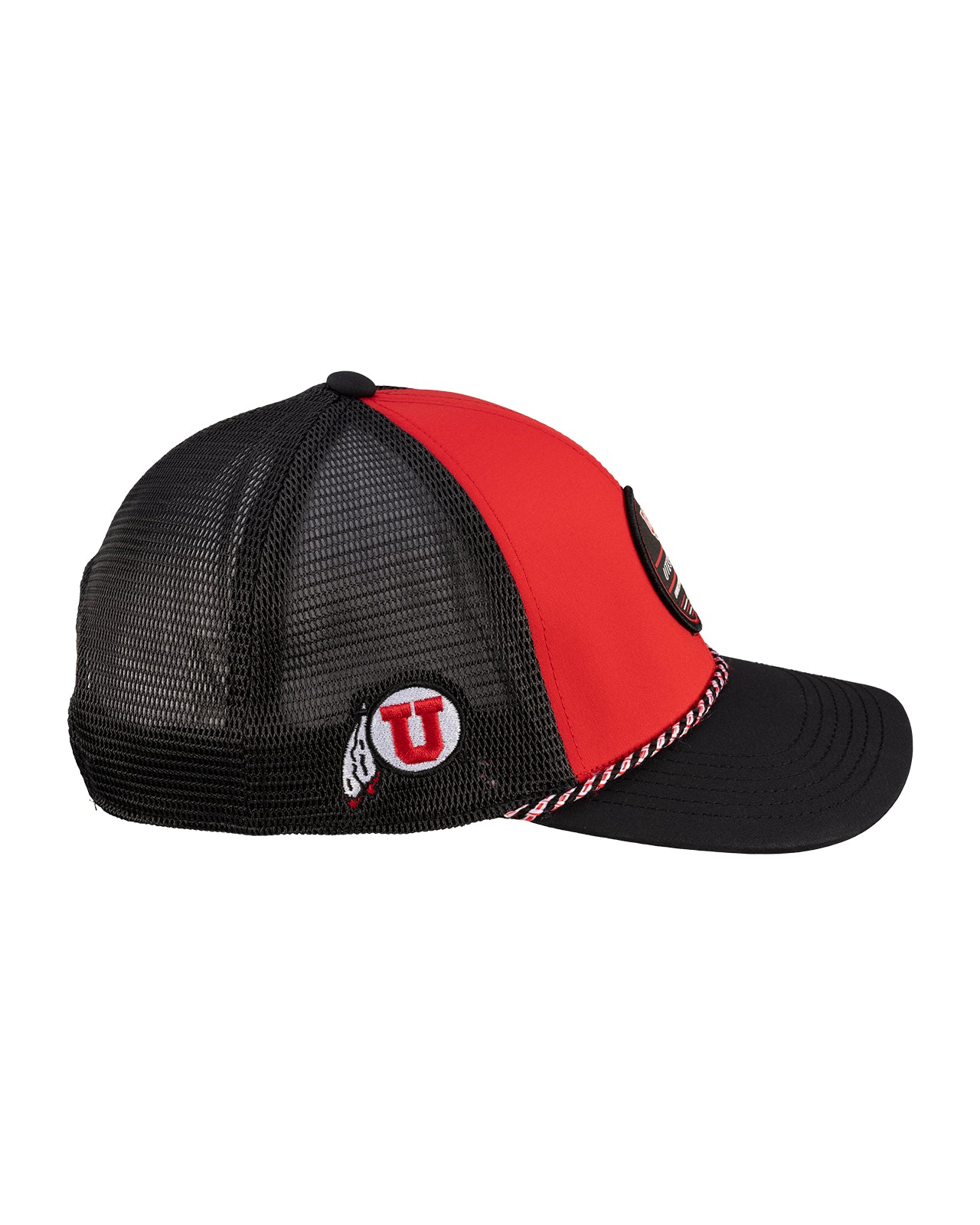 Red and Black two tone rope hat from Black Clover featuring Utah Utes Logo