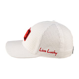 White perforated hat from Black Clover featuring University of Utah logo