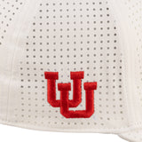 White perforated hat from Black Clover featuring University of Utah logo