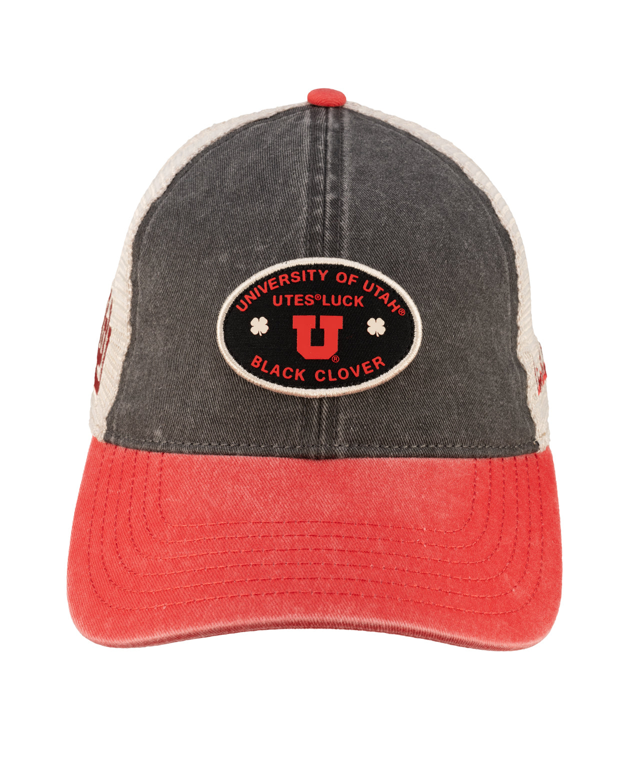 Red and Black two tone vintage style hat from Black Clover featuring Utah Utes Logo