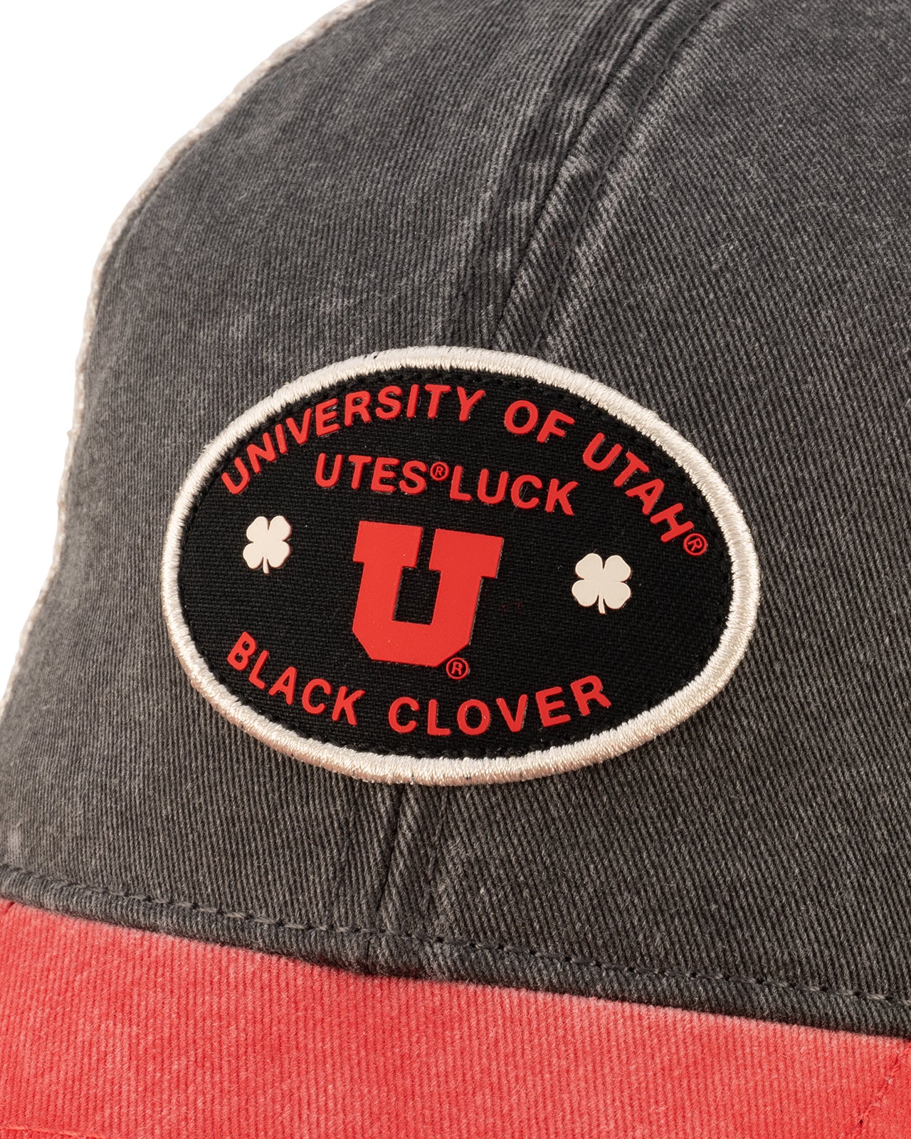 Red and Black two tone vintage style hat from Black Clover featuring Utah Utes Logo