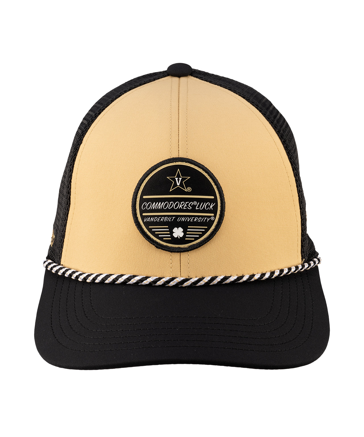 Tan and black two tone rope hat from Black Clover featuring Vanderbilt Commodores logo