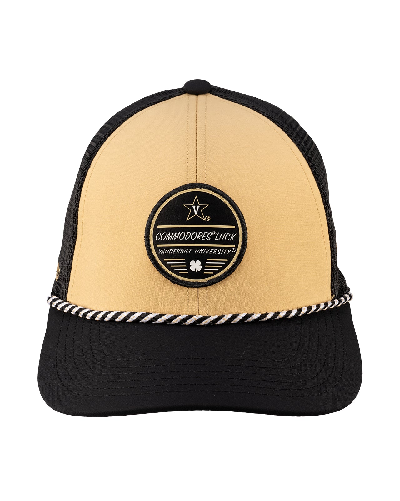 Tan and black two tone rope hat from Black Clover featuring Vanderbilt Commodores logo