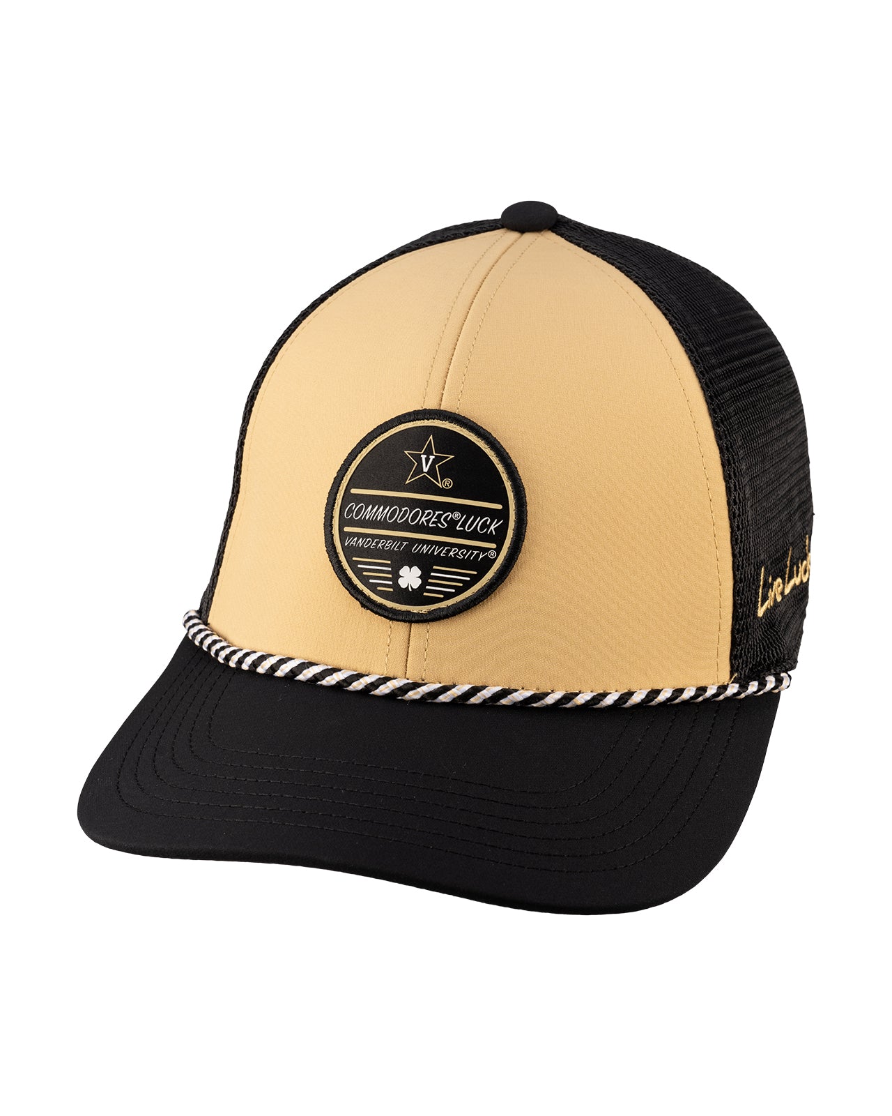 Tan and black two tone rope hat from Black Clover featuring Vanderbilt Commodores logo