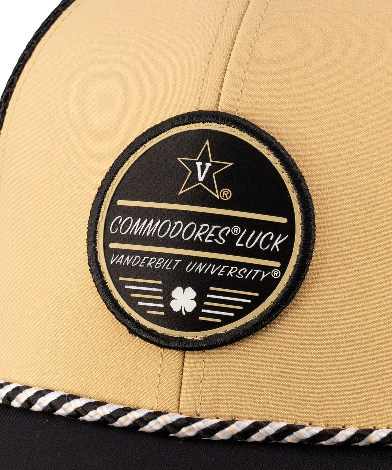 Tan and black two tone rope hat from Black Clover featuring Vanderbilt Commodores logo