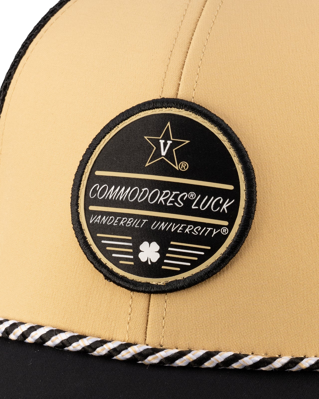 Tan and black two tone rope hat from Black Clover featuring Vanderbilt Commodores logo