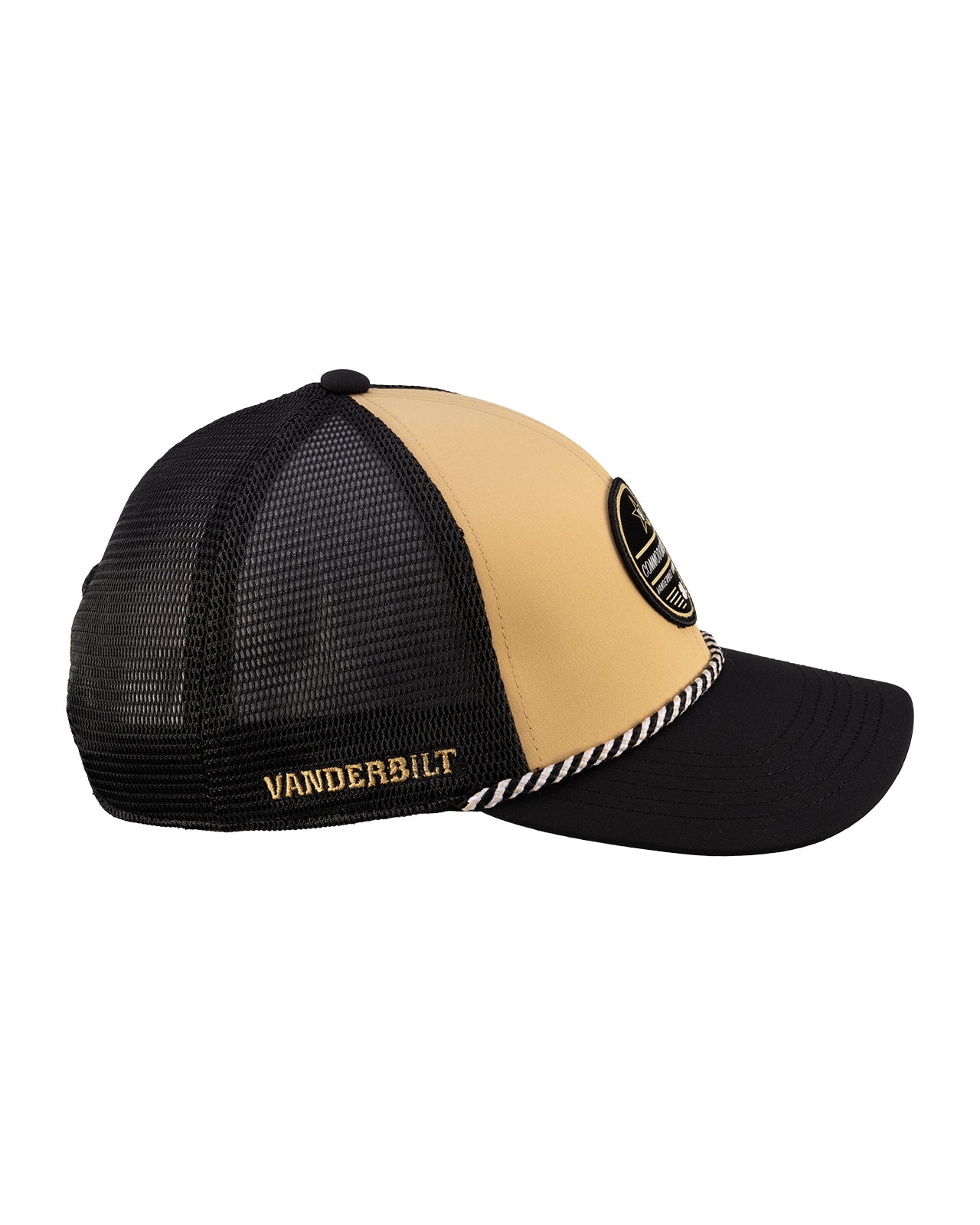 Tan and black two tone rope hat from Black Clover featuring Vanderbilt Commodores logo