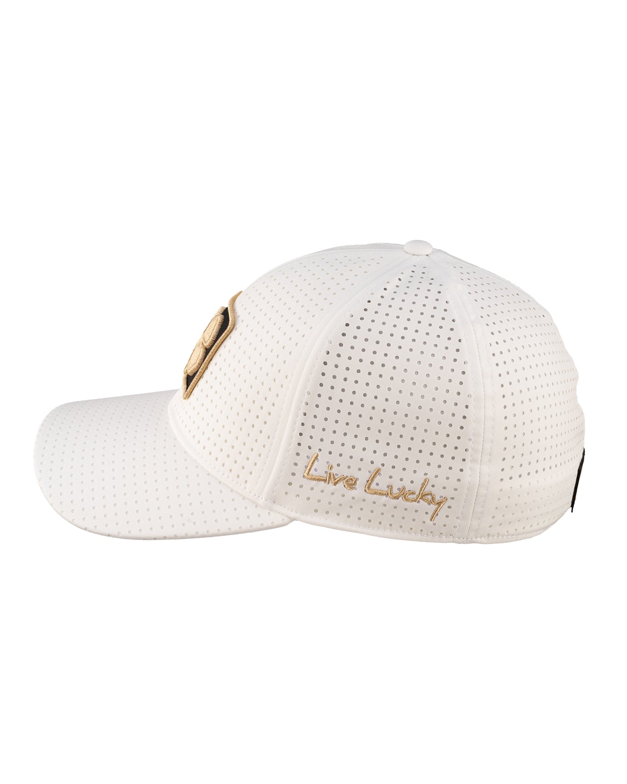 White perforated hat from Black Clover featuring Vanderbilt Commodores logo