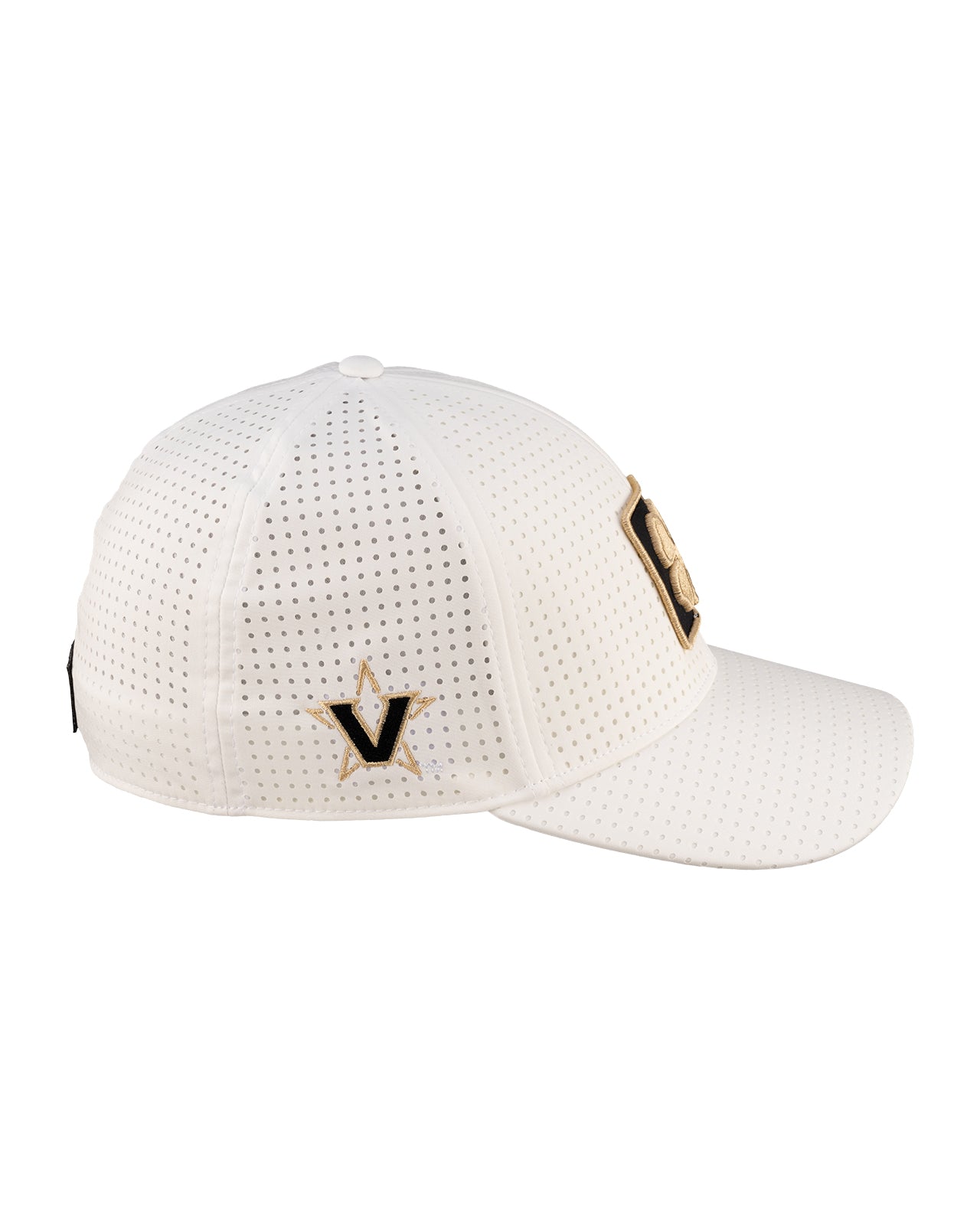 White perforated hat from Black Clover featuring Vanderbilt Commodores logo