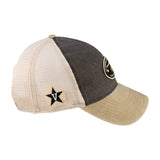 Grey and tan two tone vintage style hat from Black Clover featuring Vanderbilt Commodores logo