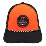 Orange and Black two tone rope hat from Black Clover featuring Virginia Tech Hokies logo