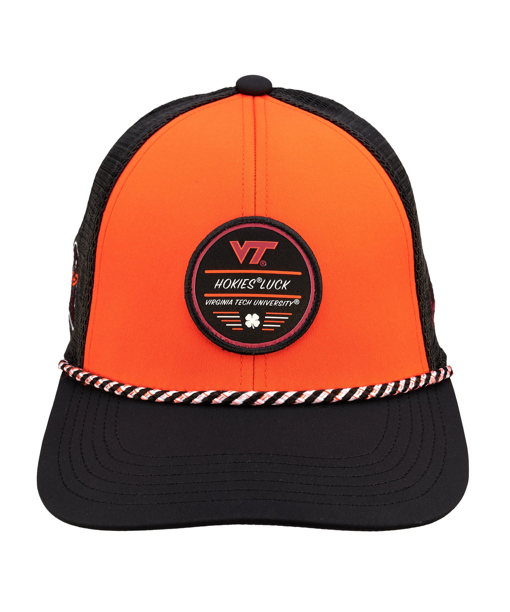 Orange and Black two tone rope hat from Black Clover featuring Virginia Tech Hokies logo