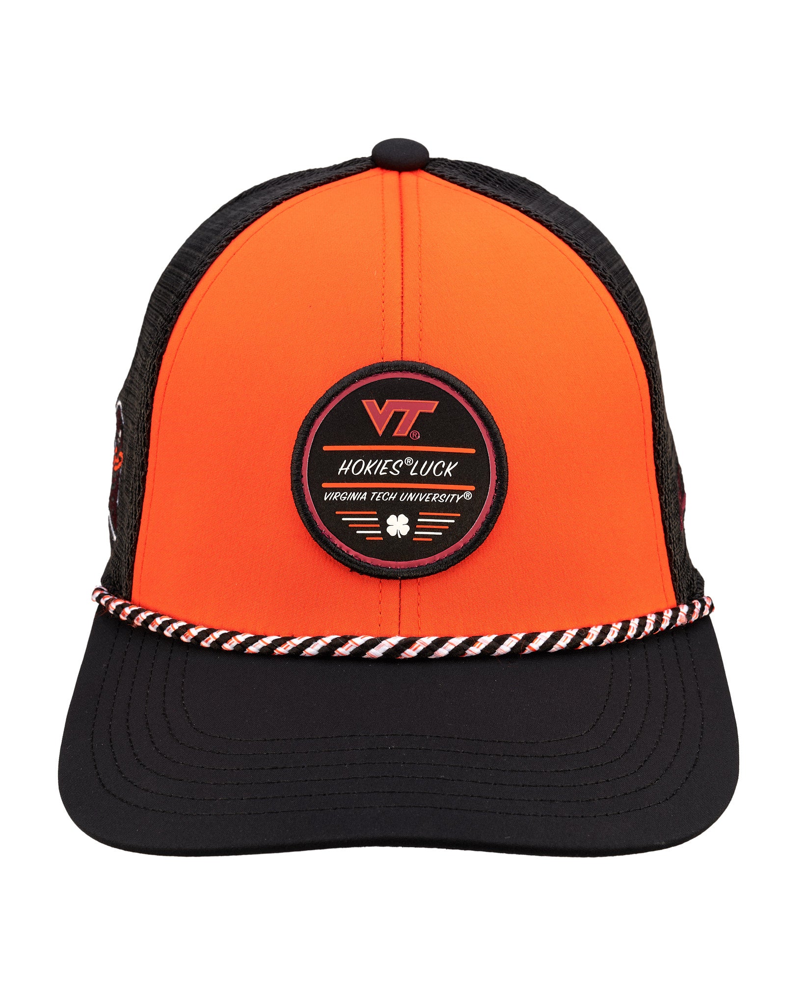 Orange and Black two tone rope hat from Black Clover featuring Virginia Tech Hokies logo