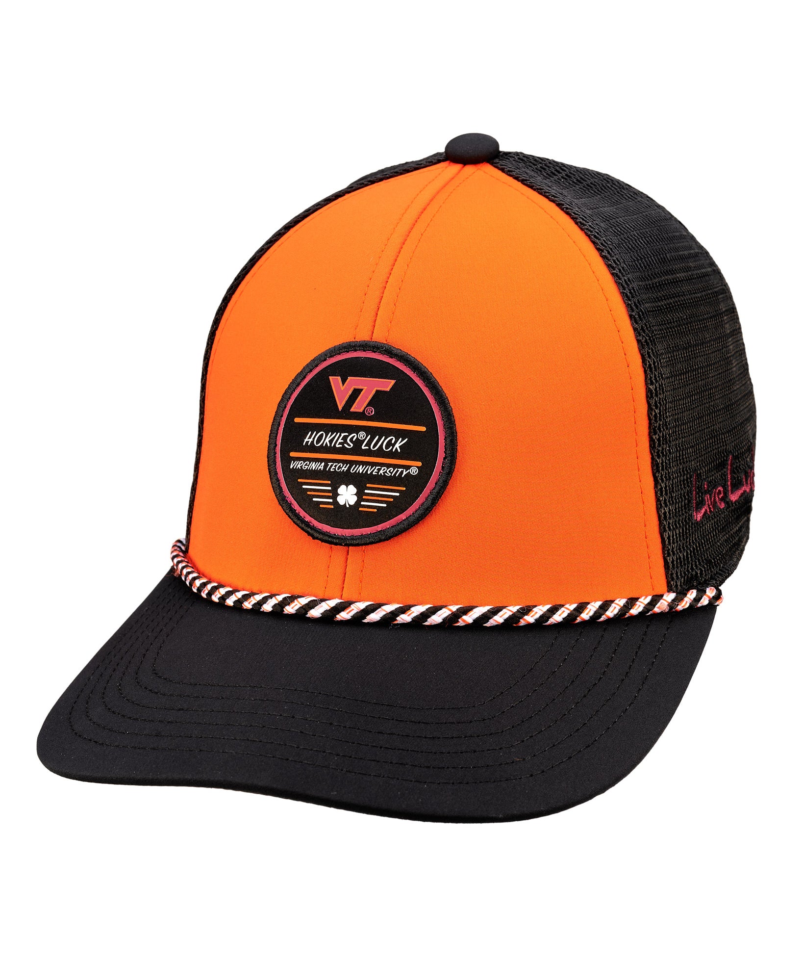 Orange and Black two tone rope hat from Black Clover featuring Virginia Tech Hokies logo