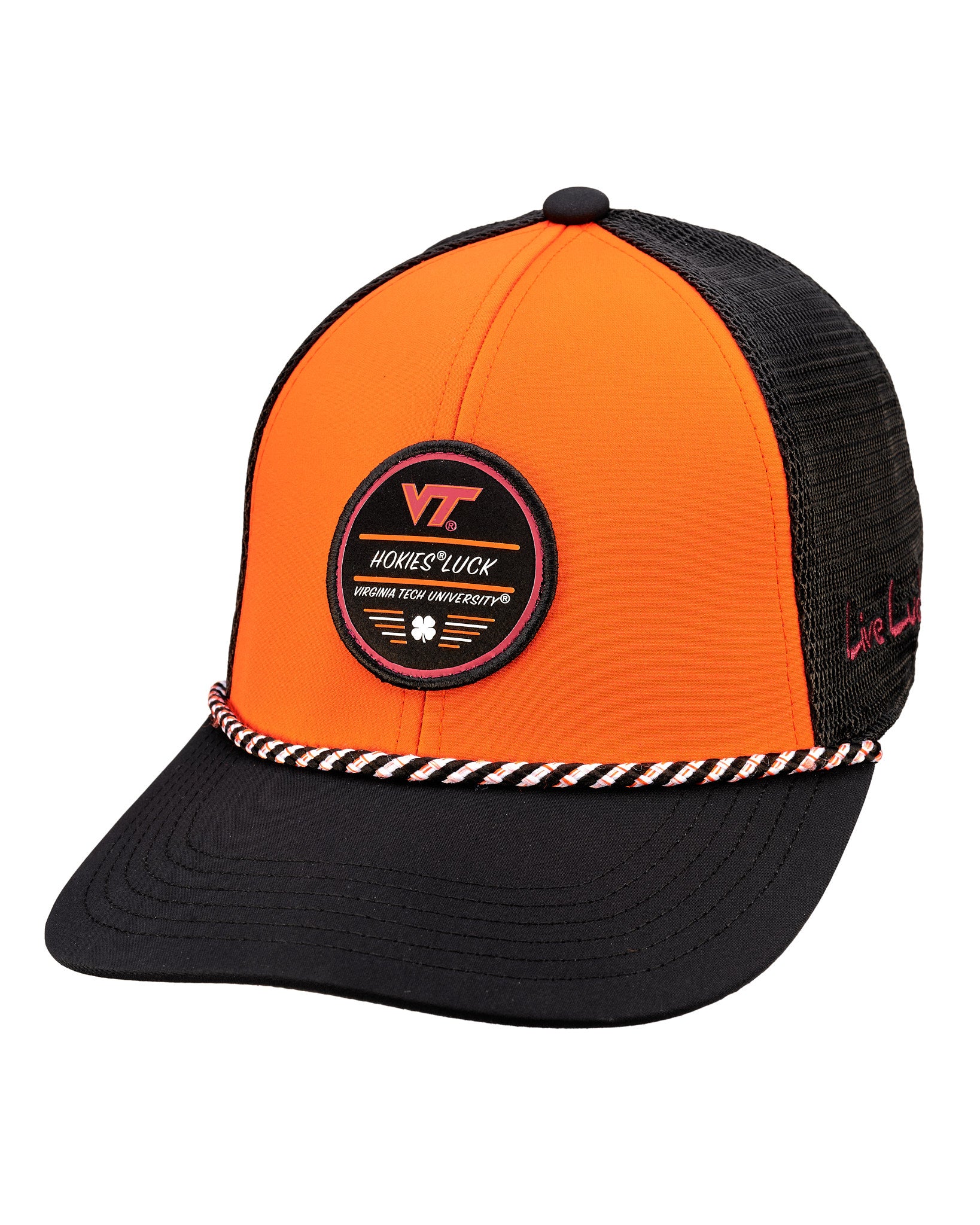 Orange and Black two tone rope hat from Black Clover featuring Virginia Tech Hokies logo