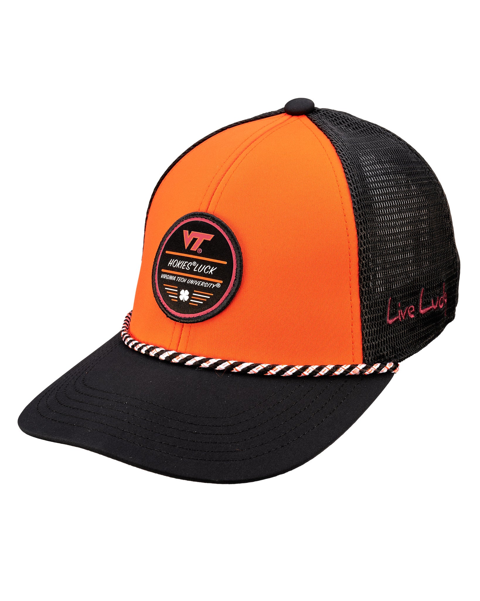 Orange and Black two tone rope hat from Black Clover featuring Virginia Tech Hokies logo