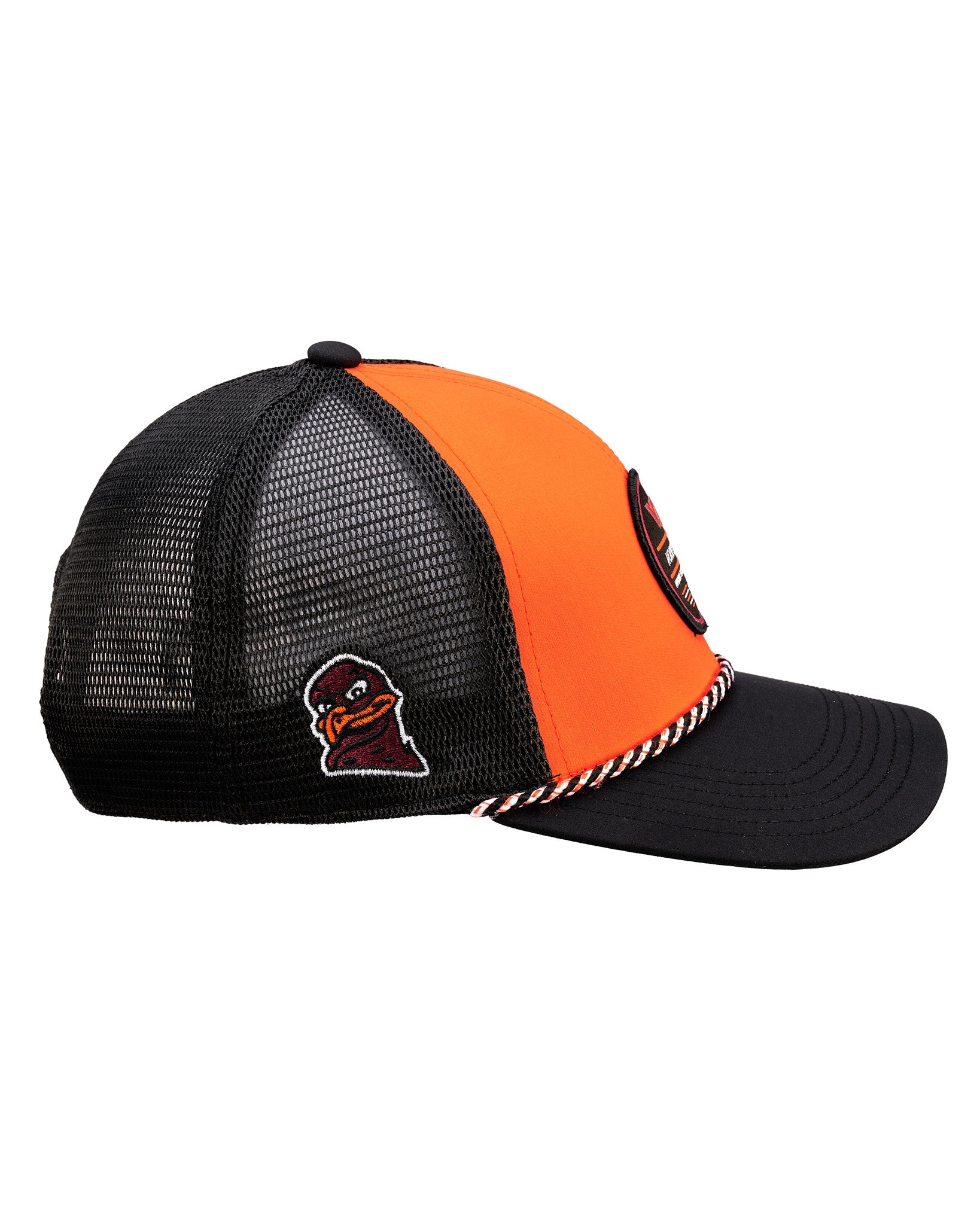 Orange and Black two tone rope hat from Black Clover featuring Virginia Tech Hokies logo