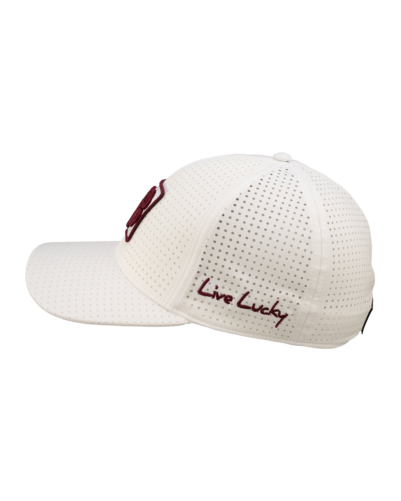 White perforated hat from Black Clover featuring Virginia Tech Hokies logo