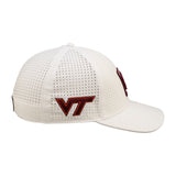 White perforated hat from Black Clover featuring Virginia Tech Hokies logo