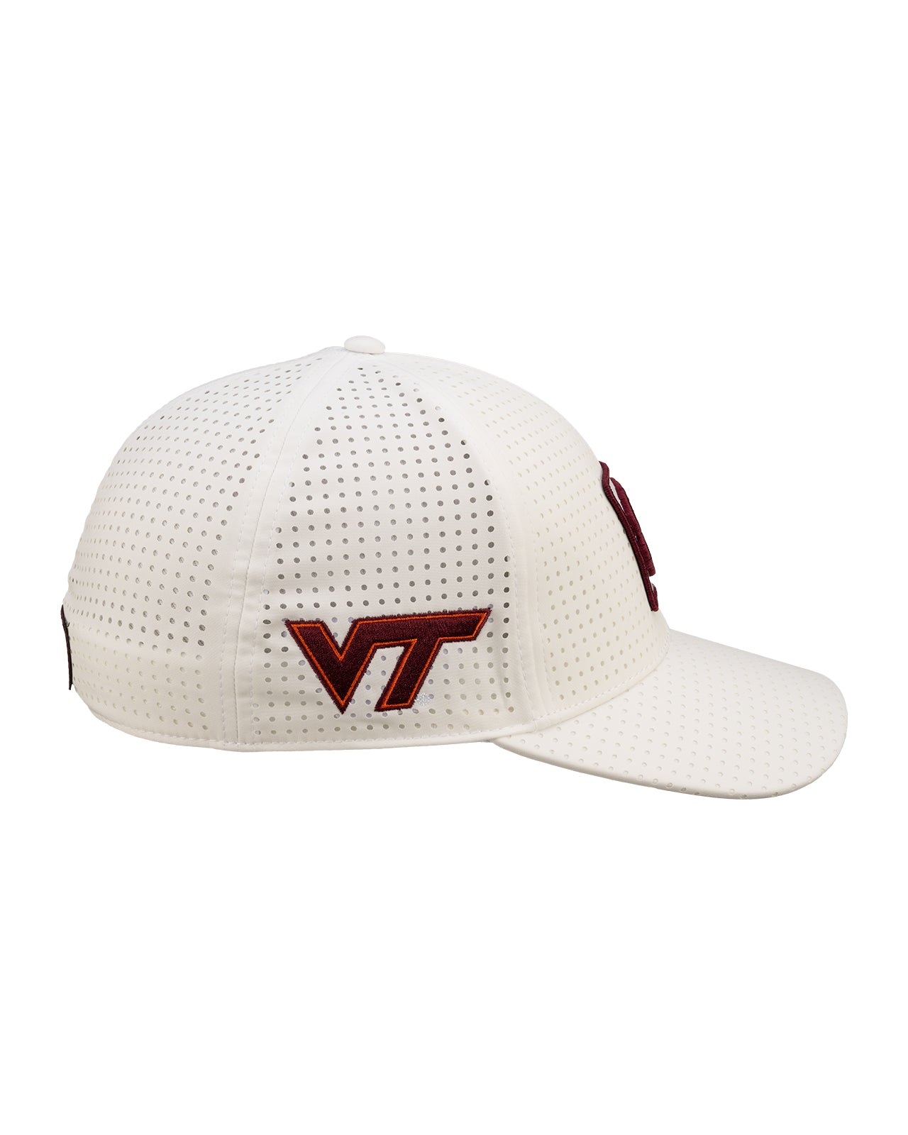 White perforated hat from Black Clover featuring Virginia Tech Hokies logo