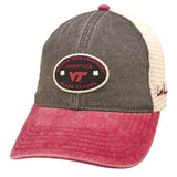 Red, grey, and white two tone vintage style hat from Black Clover featuring Virginia Tech Hokies logo