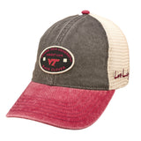 Red, grey, and white two tone vintage style hat from Black Clover featuring Virginia Tech Hokies logo