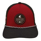 red and black two tone rope hat from Black Clover featuring Washington State University Logo