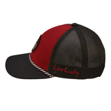 red and black two tone rope hat from Black Clover featuring Washington State University Logo