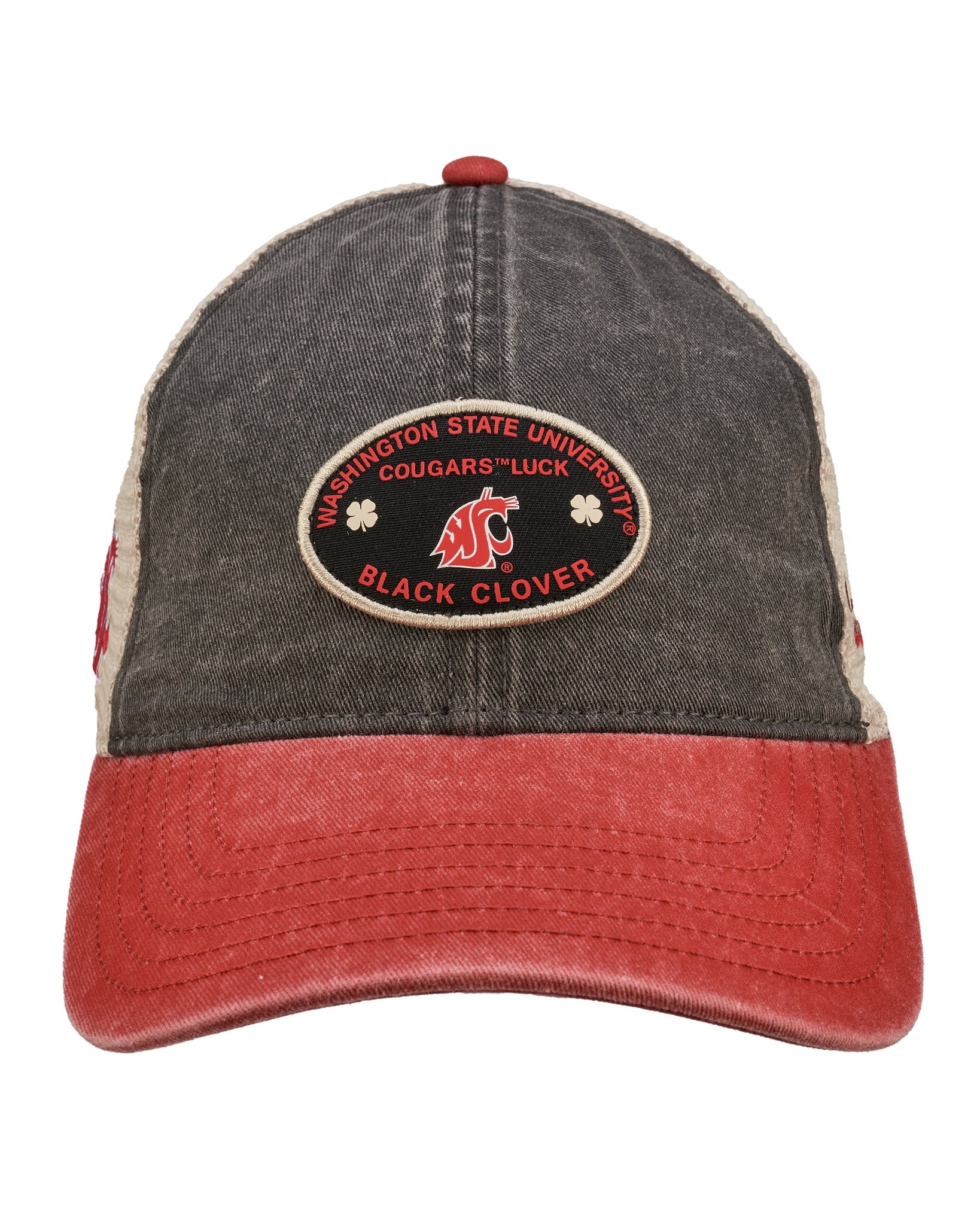 Red and grey two tone vintage style hat from Black Clover featuring Washington State Cougars