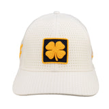 White perforated hat from Black Clover featuring West Virginia Mountaineers logo