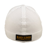 White perforated hat from Black Clover featuring West Virginia Mountaineers logo