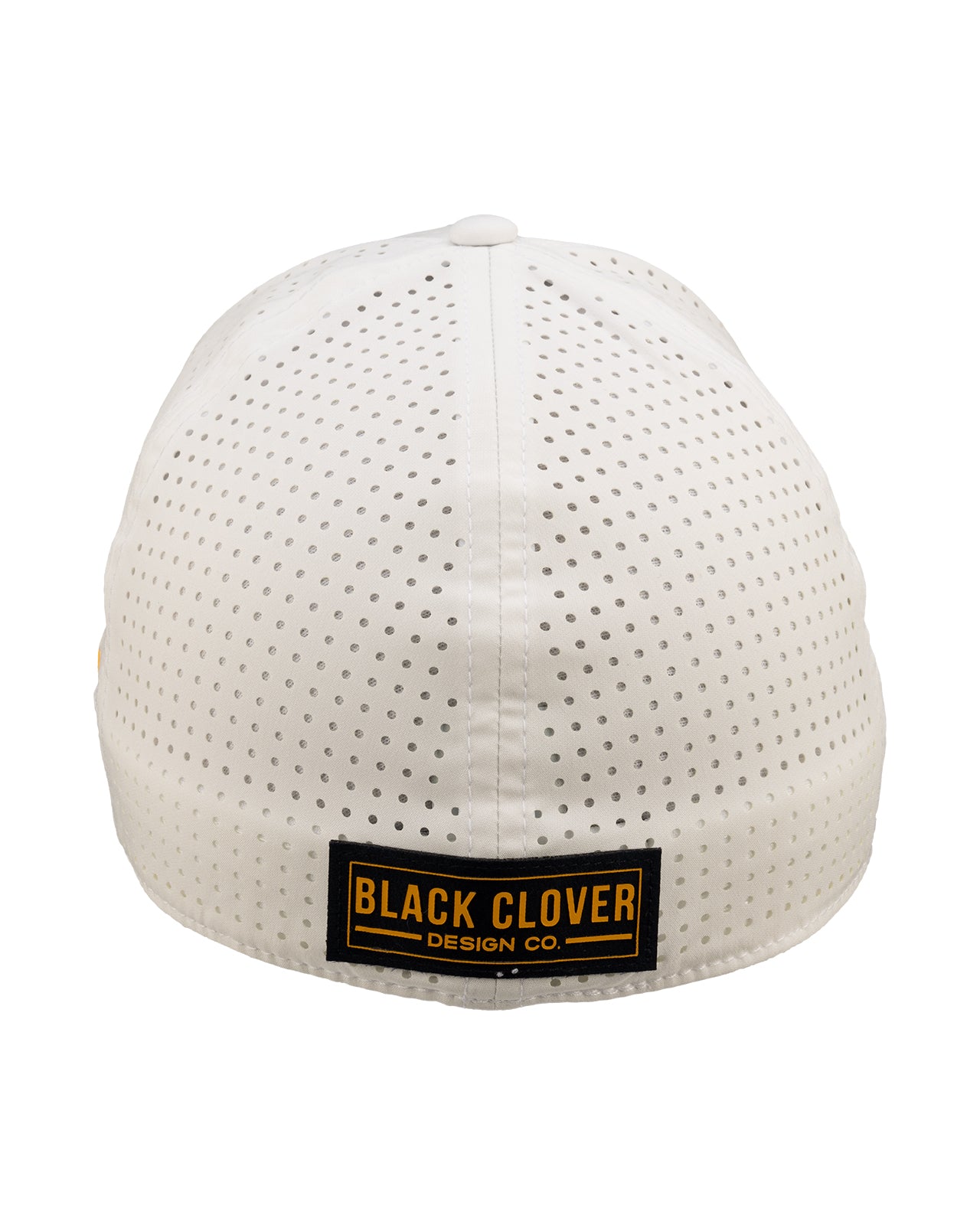 White perforated hat from Black Clover featuring West Virginia Mountaineers logo