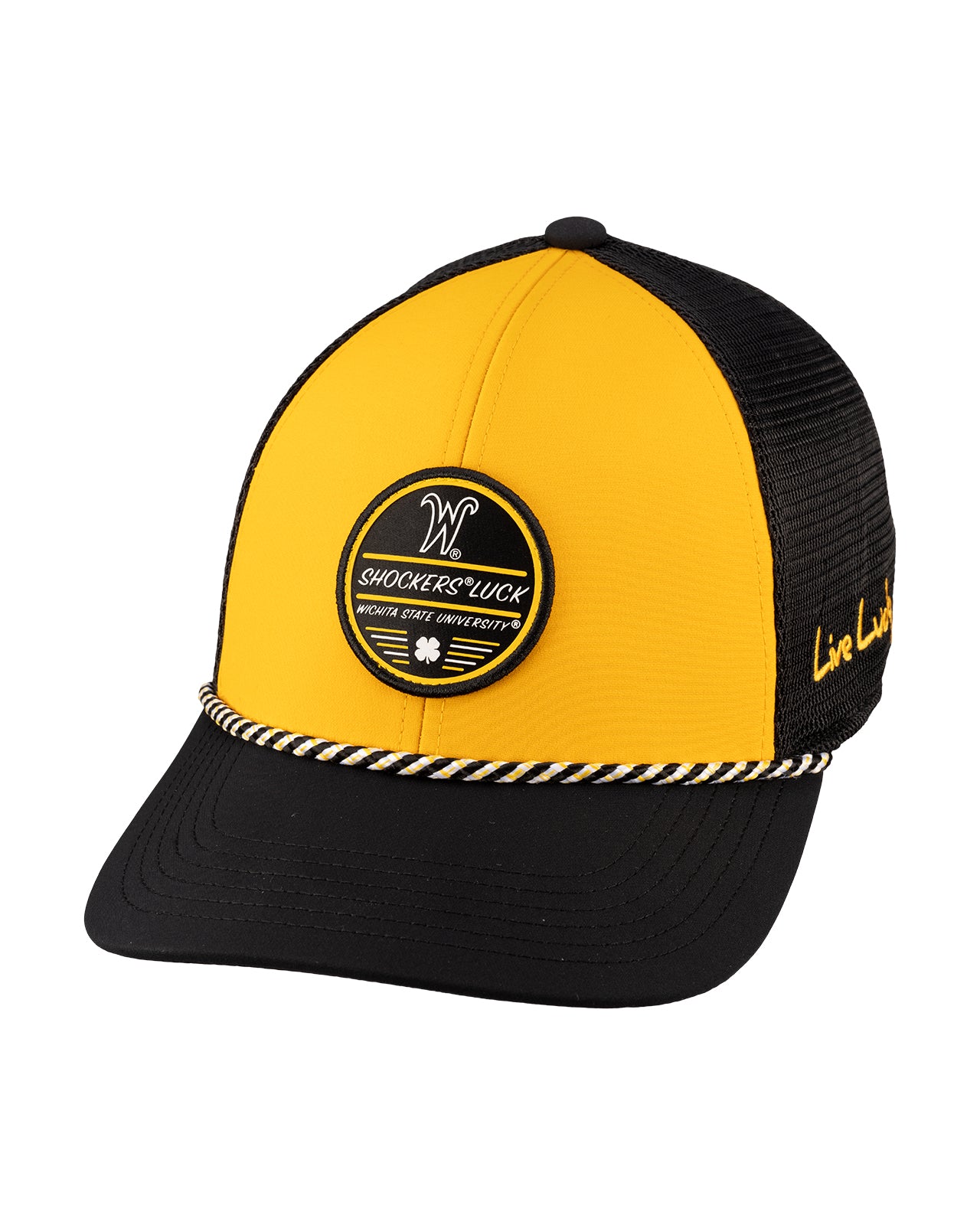 Yellow and black two tone rope hat from Black Clover featuring Wichita State Shockers logo