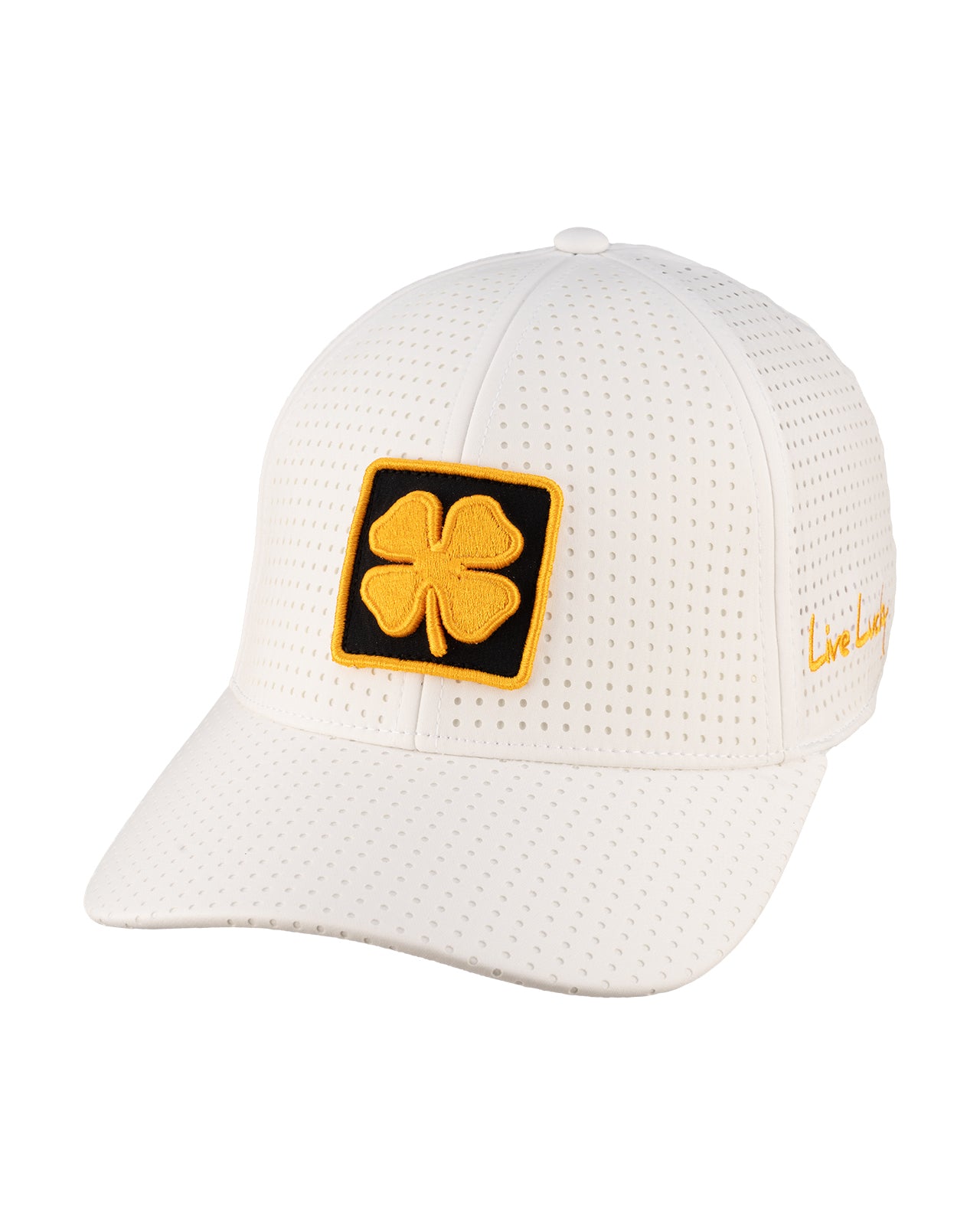 White perforated hat from Black Clover featuring Wichita State Shockers logo