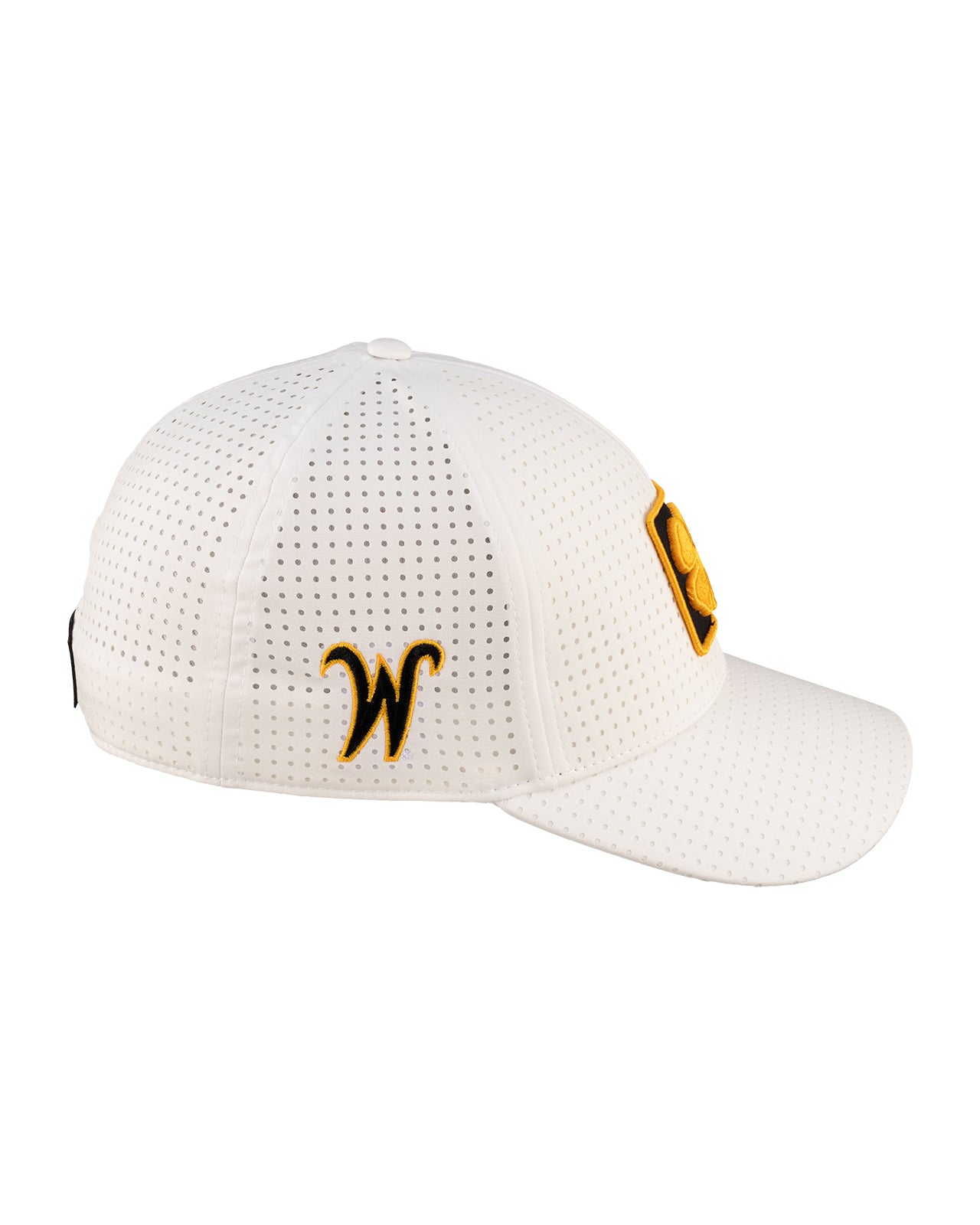 White perforated hat from Black Clover featuring Wichita State Shockers logo